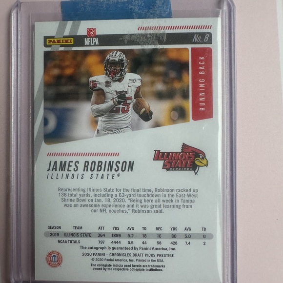 Panini NFLPA James Robinson Card prestige 2020 - Picture 2 of 2